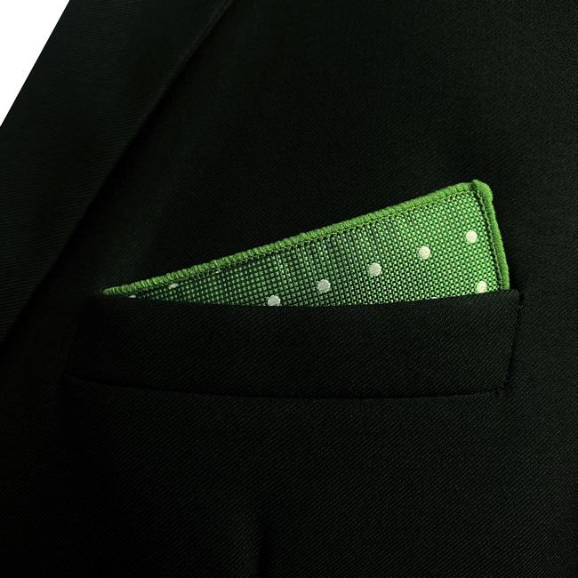 Shlax & Wing EH21 Green Polka Dots Silk Mens Pocket Square Classic Fashion Handkerchief Brand New Accessory Hanky