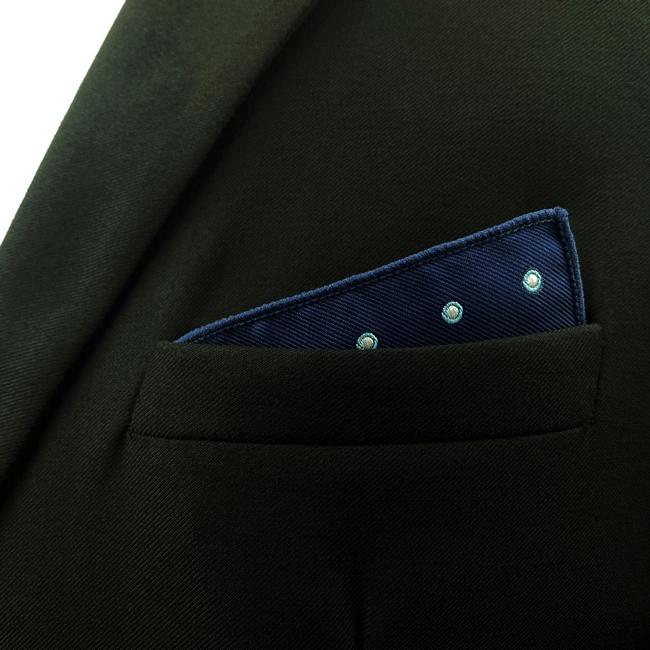 Shlax & Wing EH24 Navy Polka Dots Silk Mens Pocket Square Dress Classic Handkerchief Wedding Fashion Hanky