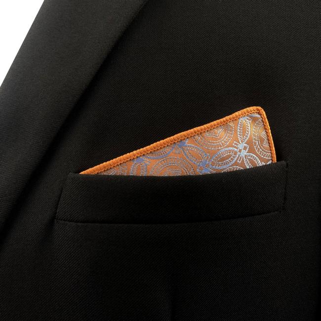 Shlax & Wing EH26 Orange Grey Abstract Silk Mens Pocket Square Wedding Fashion Handkerchief Dress Classic Hanky