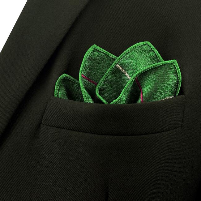 Shlax & Wing EH28 Green Checkes Silk Mens Pocket Square Groom Classic Handkerchief Fashion Dress Hanky
