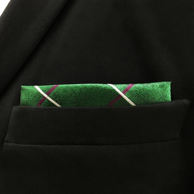 Shlax & Wing EH28 Green Checkes Silk Mens Pocket Square Groom Classic Handkerchief Fashion Dress Hanky