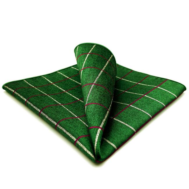 shlax & wing EH28 Green Checkes Silk Mens Pocket Square Groom Classic Handkerchief Fashion Dress Hanky