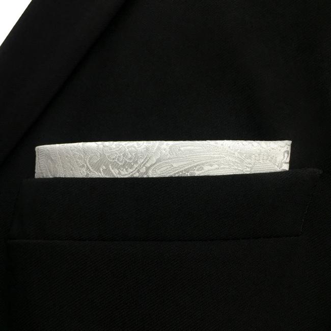 Shlax & Wing EH31 White Paisley Silk Mens Pocket Square Fashion Novelty Handkerchief Dress Classic Hanky