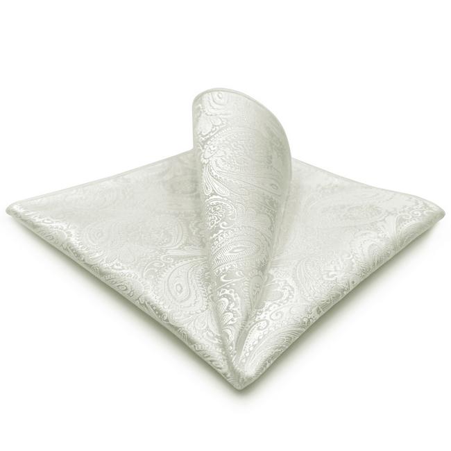 shlax & wing EH31 White Paisley Silk Mens Pocket Square Fashion Novelty Handkerchief Dress Classic Hanky