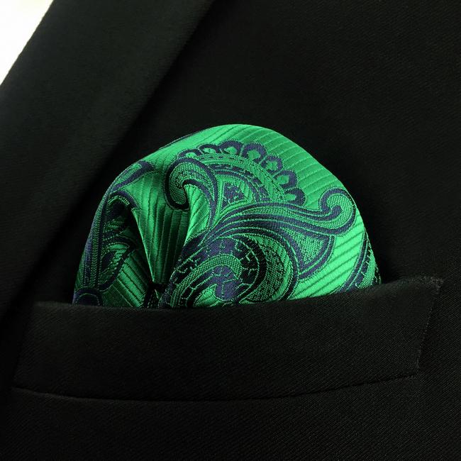 Shlax & Wing EH5 Green Paisley Silk Mens Pocket Square Wedding Fashion Handkerchief Novelty Groom Accessory Hanky
