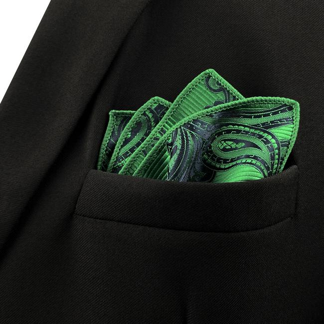 Shlax & Wing EH5 Green Paisley Silk Mens Pocket Square Wedding Fashion Handkerchief Novelty Groom Accessory Hanky