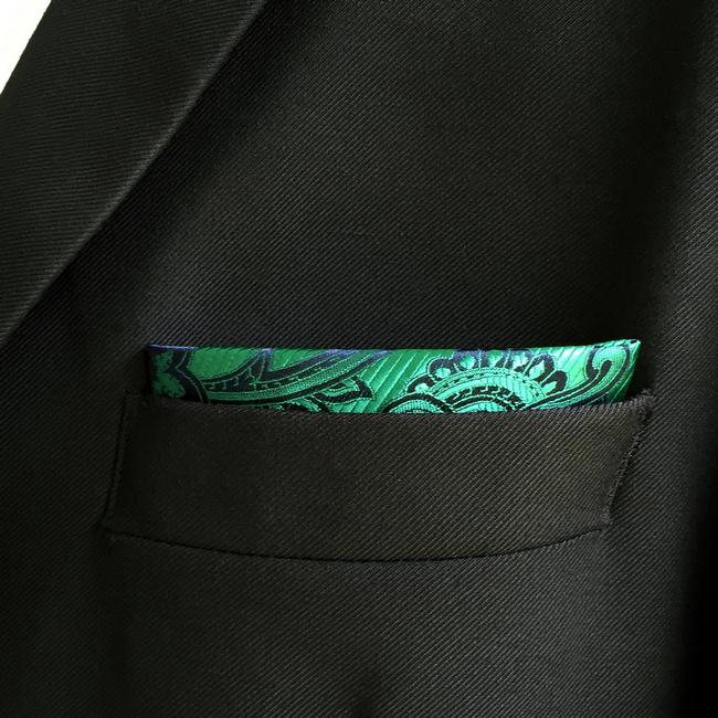 Shlax & Wing EH5 Green Paisley Silk Mens Pocket Square Wedding Fashion Handkerchief Novelty Groom Accessory Hanky