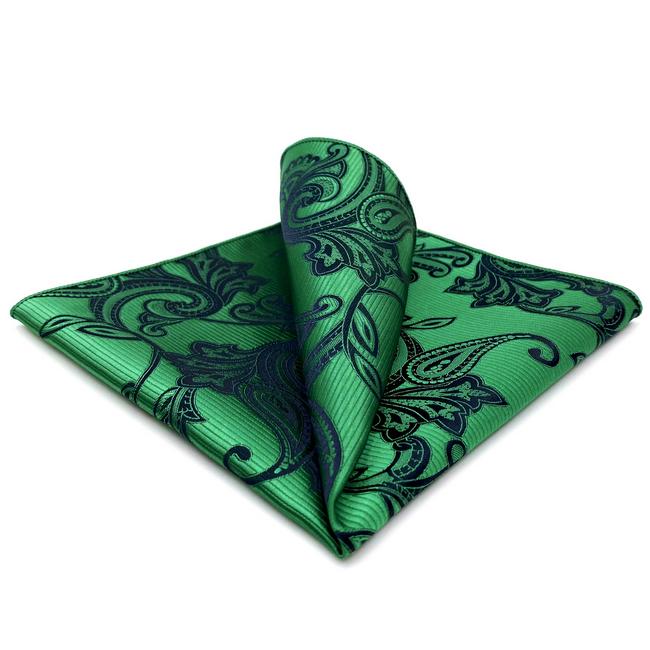 shlax & wing EH5 Green Paisley Silk Mens Pocket Square Wedding Fashion Handkerchief Novelty Groom Accessory Hanky