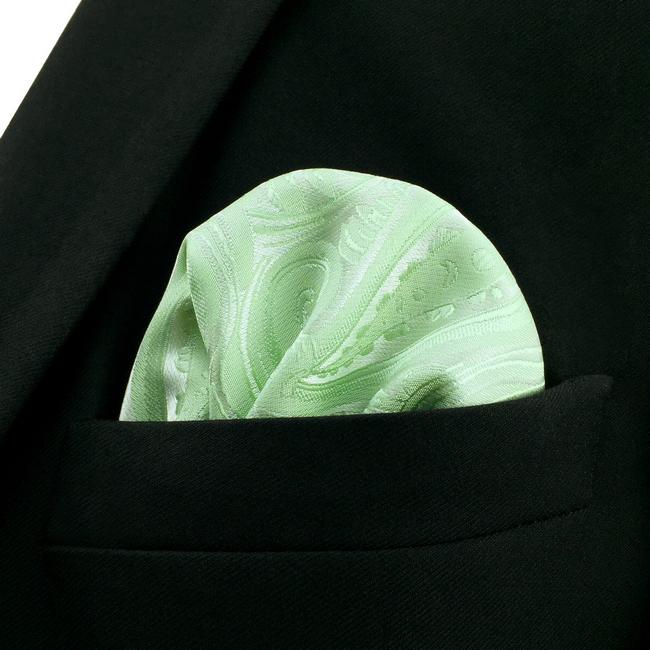 Shlax & Wing EH6 Light Green Paisley Silk Mens Pocket Square Groom Accessory Fashion Handkerchief Classic Hanky