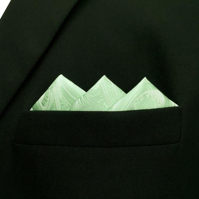 Shlax & Wing EH6 Light Green Paisley Silk Mens Pocket Square Groom Accessory Fashion Handkerchief Classic Hanky