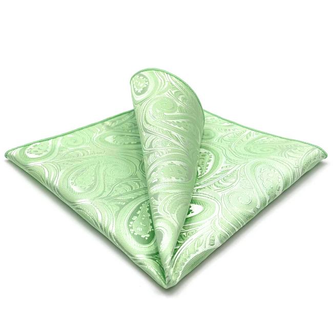 shlax & wing EH6 Light Green Paisley Silk Mens Pocket Square Groom Accessory Fashion Handkerchief Classic Hanky