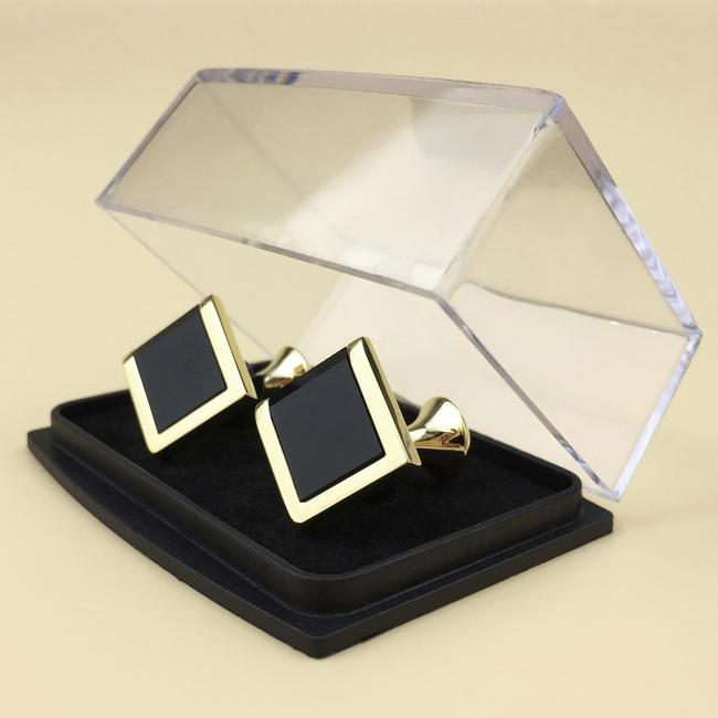 Shlax & Wing Enamel Cufflinks For Men Gold Black Men’s Cuff Links Elegant 66