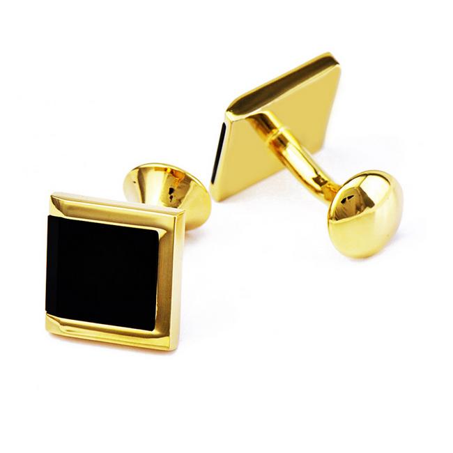 shlax & wing Enamel Cufflinks for Men Gold Black Men’s Cuff Links Elegant 66