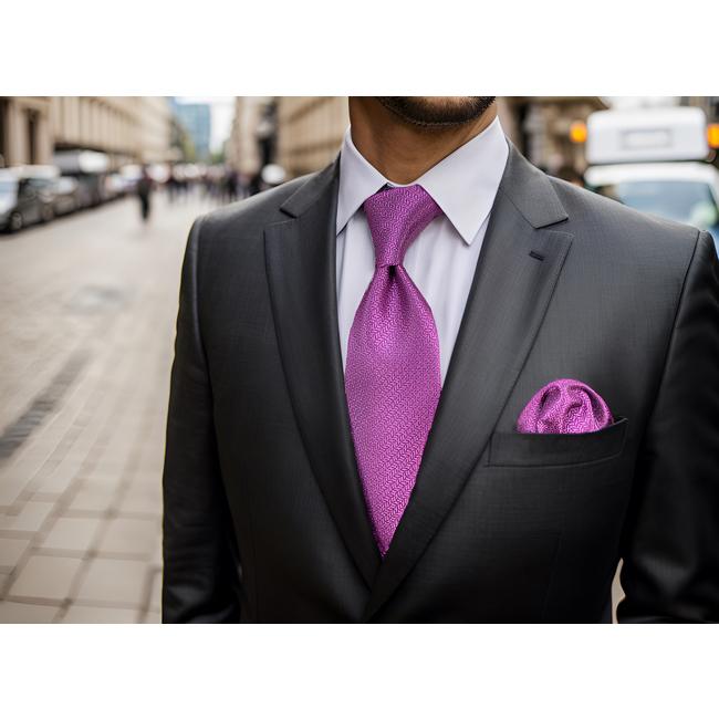 shlax & wing F11 Pink Geometric Neckties for Men Hanky Set Wedding Fashion Xlong Gift Silk