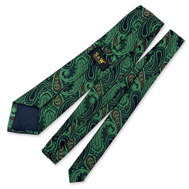 Shlax & Wing F30 Green Red Paisley Men Neckties Fashion Wedding Extra Long Size