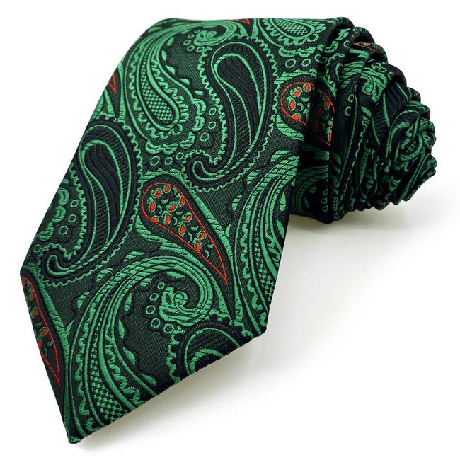 shlax & wing F30 Green Red Paisley Men Neckties Fashion Wedding Extra long size