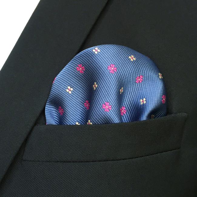 Shlax & Wing FH16 Blue Floral Mens Pocket Square Classic Fashion Handkerchief Acceossories Wedding