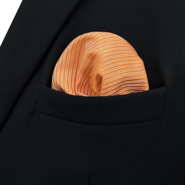 Shlax & Wing FH19 Orange Striped Silk Mens Pocket Square Wedding Brand New Handkerchief Classic Fashion Hanky