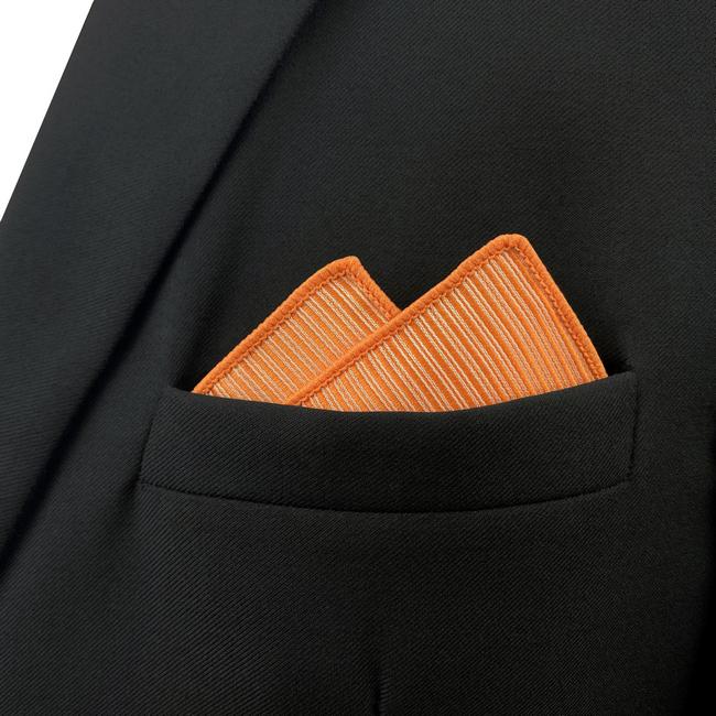 Shlax & Wing FH19 Orange Striped Silk Mens Pocket Square Wedding Brand New Handkerchief Classic Fashion Hanky