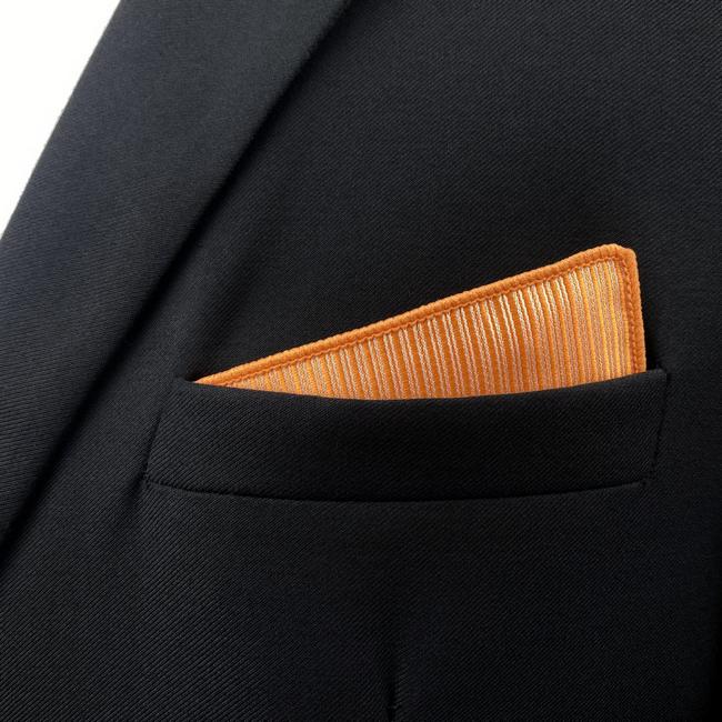 Shlax & Wing FH19 Orange Striped Silk Mens Pocket Square Wedding Brand New Handkerchief Classic Fashion Hanky