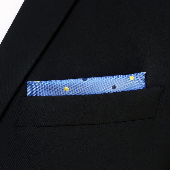 Shlax & Wing FH21 Light Blue Dots Mens Pocket Square Wedding Brand New Handkerchief Novelty Classic Fashion Hanky