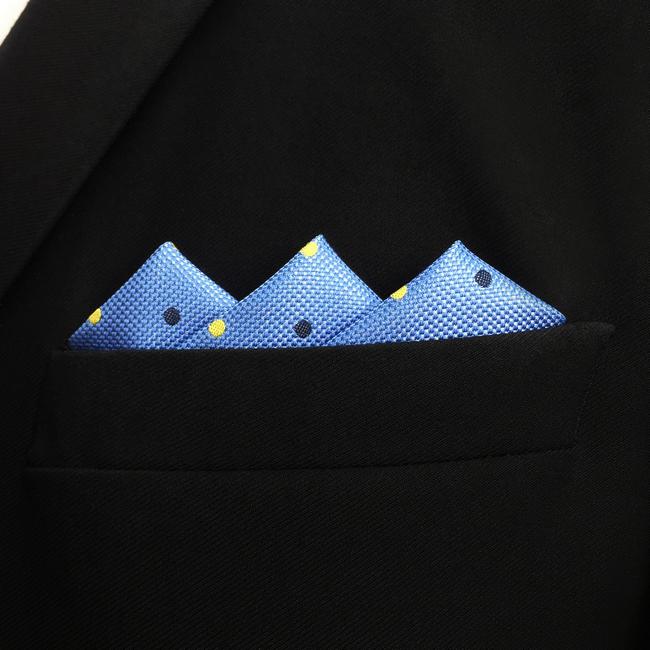 Shlax & Wing FH21 Light Blue Dots Mens Pocket Square Wedding Brand New Handkerchief Novelty Classic Fashion Hanky