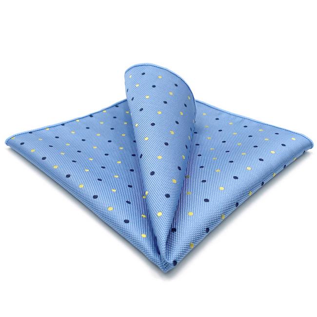 shlax & wing FH21 Light Blue Dots Mens Pocket Square Wedding Brand New Handkerchief Novelty Classic Fashion Hanky