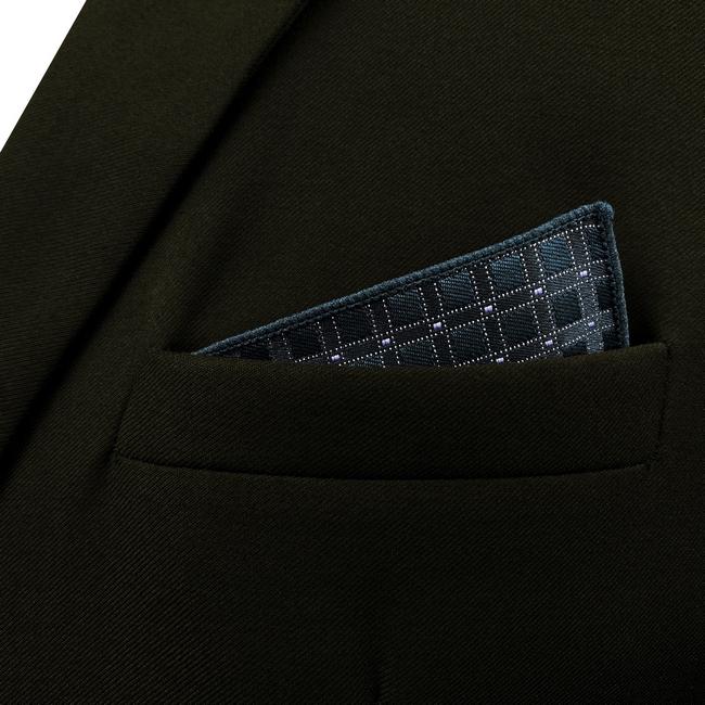 Shlax & Wing FH22 Navy Blue Checkes Silk Mens Pocket Square Wedding Fashion Handkerchief Novelty Dress Hanky