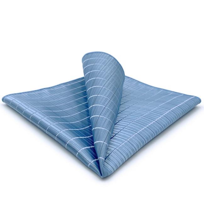 shlax & wing FH3 Light Blue Checkes Mens Pocket Square Business Silk Handkerchief Gift