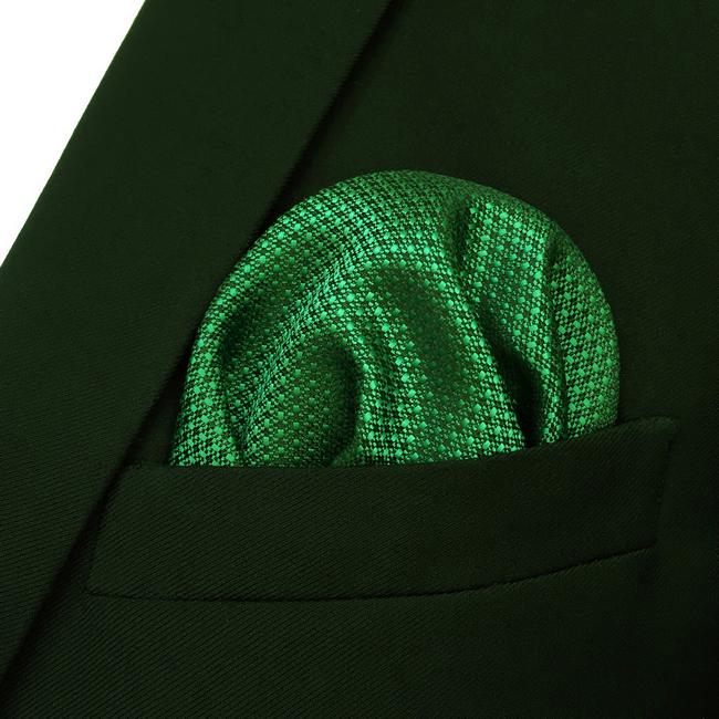 Shlax & Wing FH5 Green Solid Dots Silk Mens Pocket Square Novelty Classic Fashion Hanky