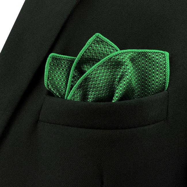 Shlax & Wing FH5 Green Solid Dots Silk Mens Pocket Square Novelty Classic Fashion Hanky