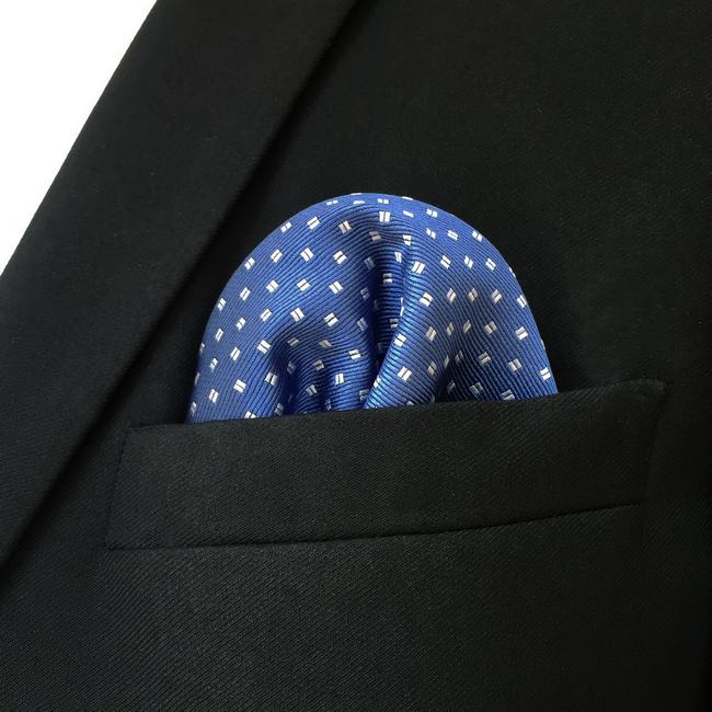 Shlax & Wing FH6 Blue Polka Dots Mens Pocket Square Wedding Classic Fashion Hanky