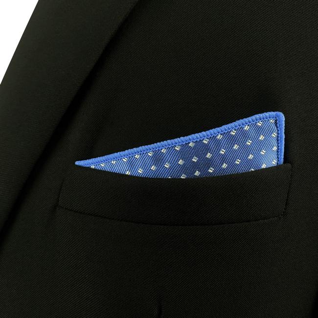 Shlax & Wing FH6 Blue Polka Dots Mens Pocket Square Wedding Classic Fashion Hanky