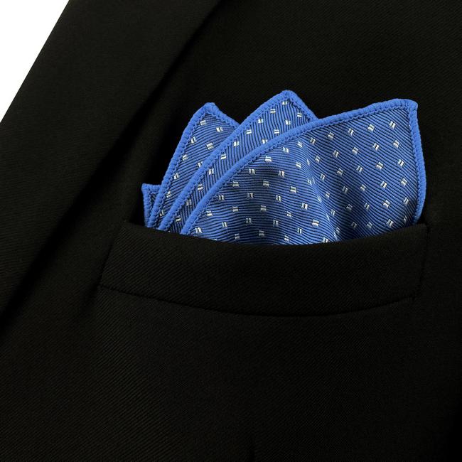 Shlax & Wing FH6 Blue Polka Dots Mens Pocket Square Wedding Classic Fashion Hanky