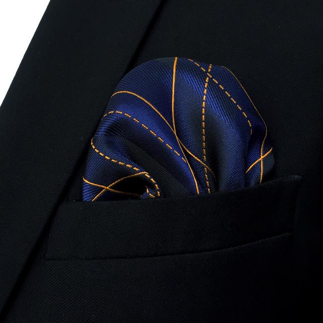 Shlax & Wing FH9 Blue Geometric Mens Pocket Square Dress Classic Handkerchief Party Gift