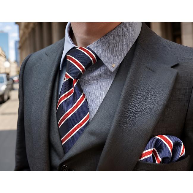 shlax & wing G04 Blue Red Striped Mens Neckties Set Silk Classic Ties for Men Wedding Extra long size Accessory Hanky Party shlax & wing G04 Blue Red Striped Mens Neckties Set Silk Classic Ties for Men Wedding Extra long size Accessory Hanky Party