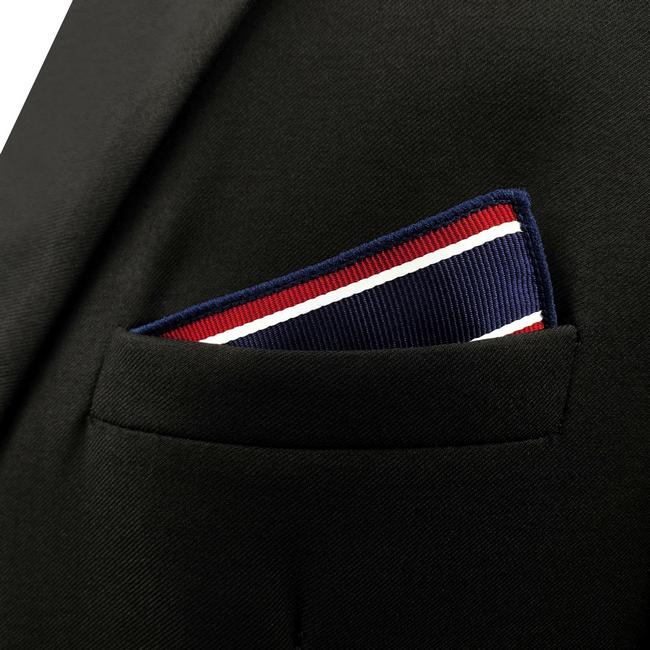 Shlax & Wing GH04 Blue Red Striped Mens Pocket Square Silk Classic Handkerchief Wedding Accessory Hanky Party