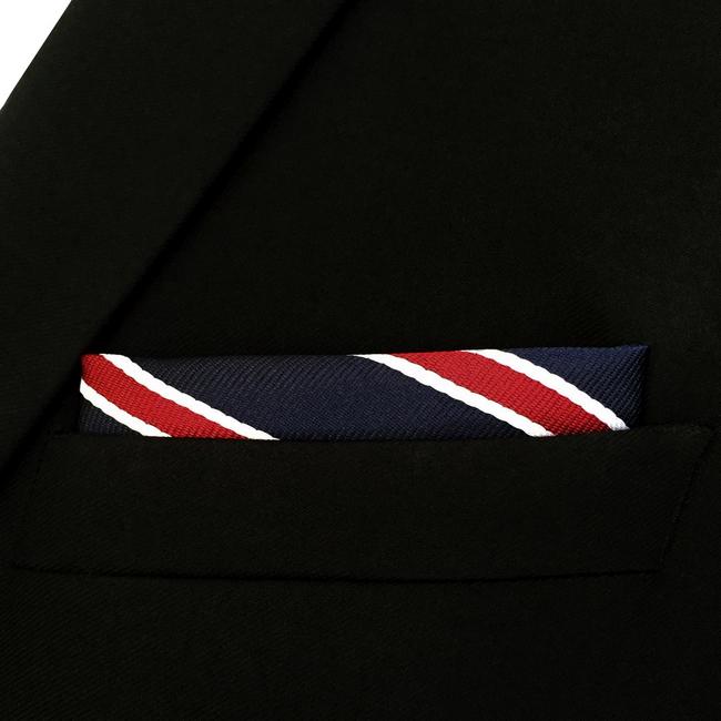 Shlax & Wing GH04 Blue Red Striped Mens Pocket Square Silk Classic Handkerchief Wedding Accessory Hanky Party