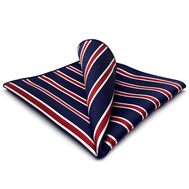 shlax & wing GH04 Blue Red Striped Mens Pocket Square Silk Classic Handkerchief Wedding Accessory Hanky Party