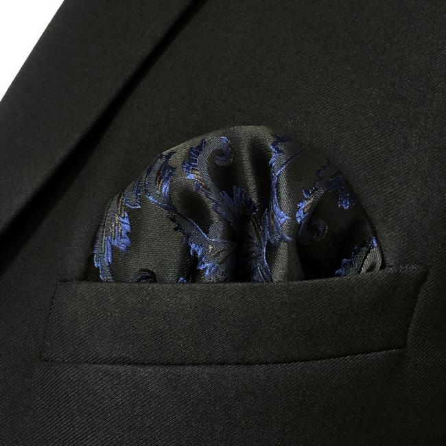 Shlax & Wing GH14 Navy Blue Geometric Silk Mens Pocket Square Fashion Business Classic Party Hanky