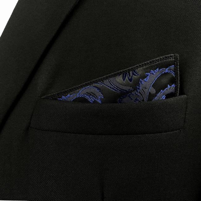 Shlax & Wing GH14 Navy Blue Geometric Silk Mens Pocket Square Fashion Business Classic Party Hanky