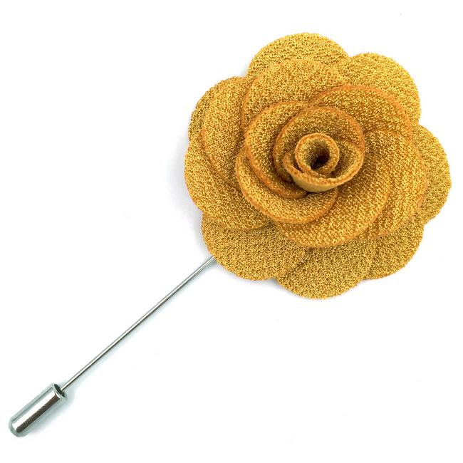 shlax & wing Gold Cotton Blend Lapel Flowers Boutonniere Stick Pin Men’s Accessories Handmade Necktie