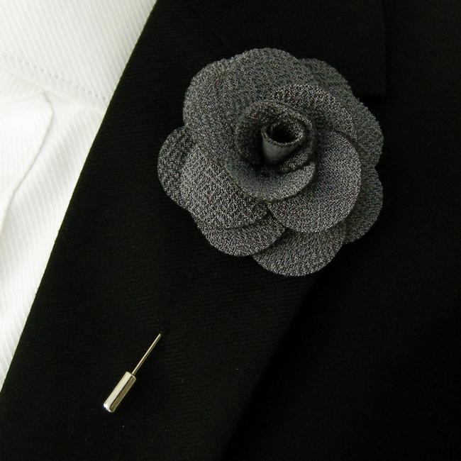 shlax & wing Gray Lapel Flowers Boutonniere Stick Pin Men’s Accessories Handmade Necktie