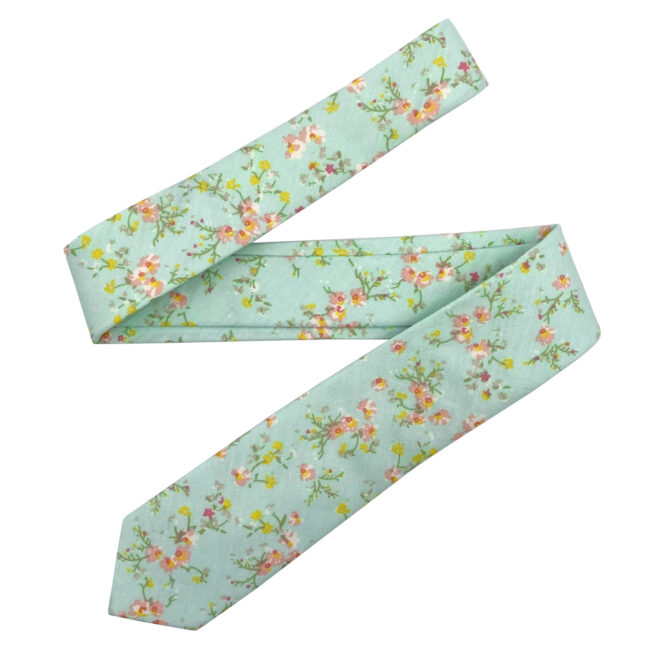 Shlax & Wing Green Floral Men’s Skinny Necktie Cotton 6cm Gift Wedding Party Casual Gravatas