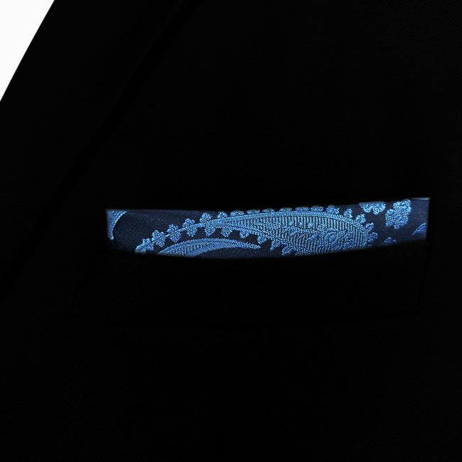 Shlax & Wing HH1 Blue Paisley Mens Pocket Square Silk Fashion Dress Handkerchief Brand New Wedding Hanky