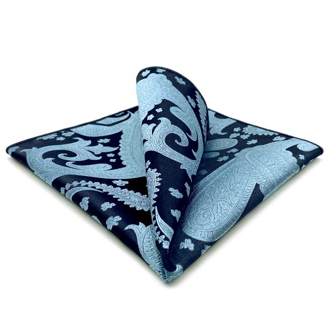 shlax & wing HH1 Blue Paisley Mens Pocket Square Silk Fashion Dress Handkerchief Brand New Wedding Hanky