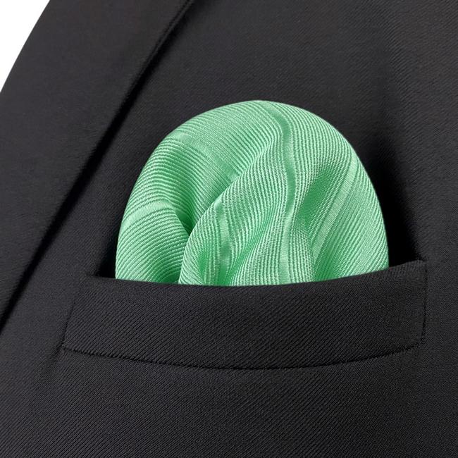 Shlax & Wing HH11 Green Solid Striped Silk Mens Pocket Square Wedding Fashion Handkerchief Novelty Classic Hanky