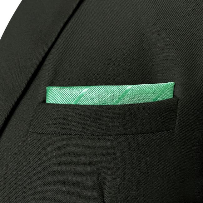 Shlax & Wing HH11 Green Solid Striped Silk Mens Pocket Square Wedding Fashion Handkerchief Novelty Classic Hanky