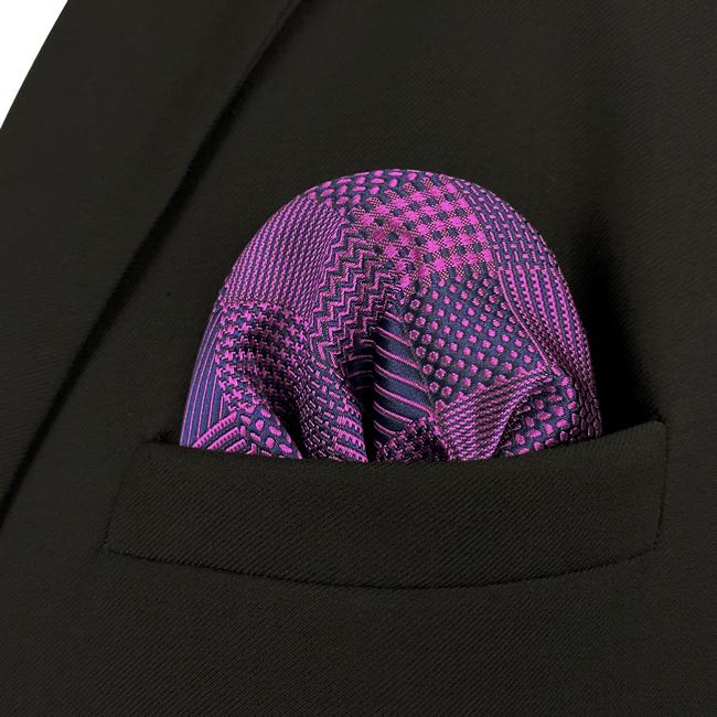 Shlax & Wing HH2 Purple Checkes Floral Silk Mens Pocket Square Fashion Classic Handkerchief Groom Dress Hanky