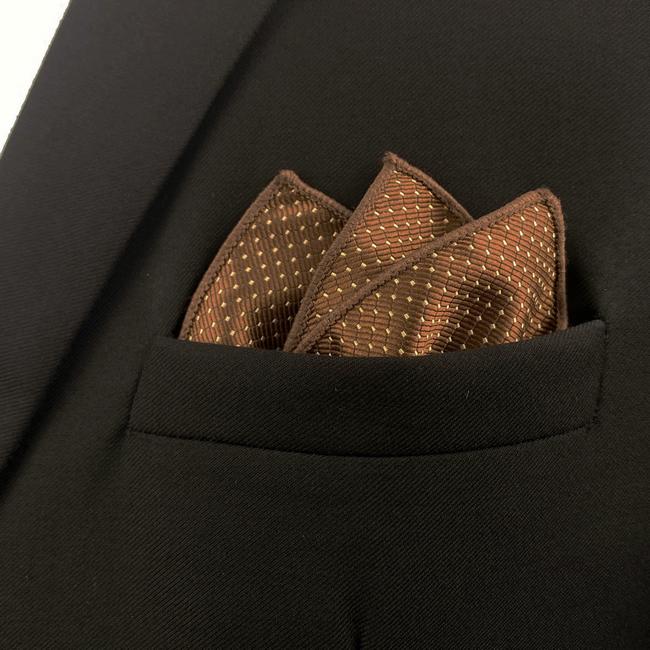 Shlax & Wing HH21 Brown Polka Dots Silk Mens Pocket Square Classic Fashion Handkerchief Brand New Accessory Hanky